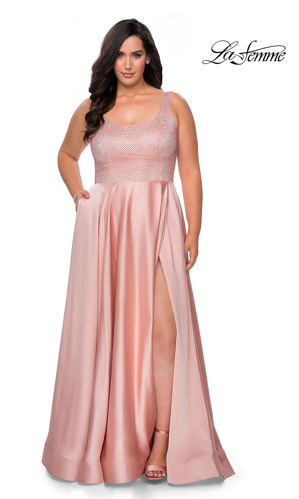 Gaun Pink Ukuran Besar, Gaun Malam Blush Pink Plus